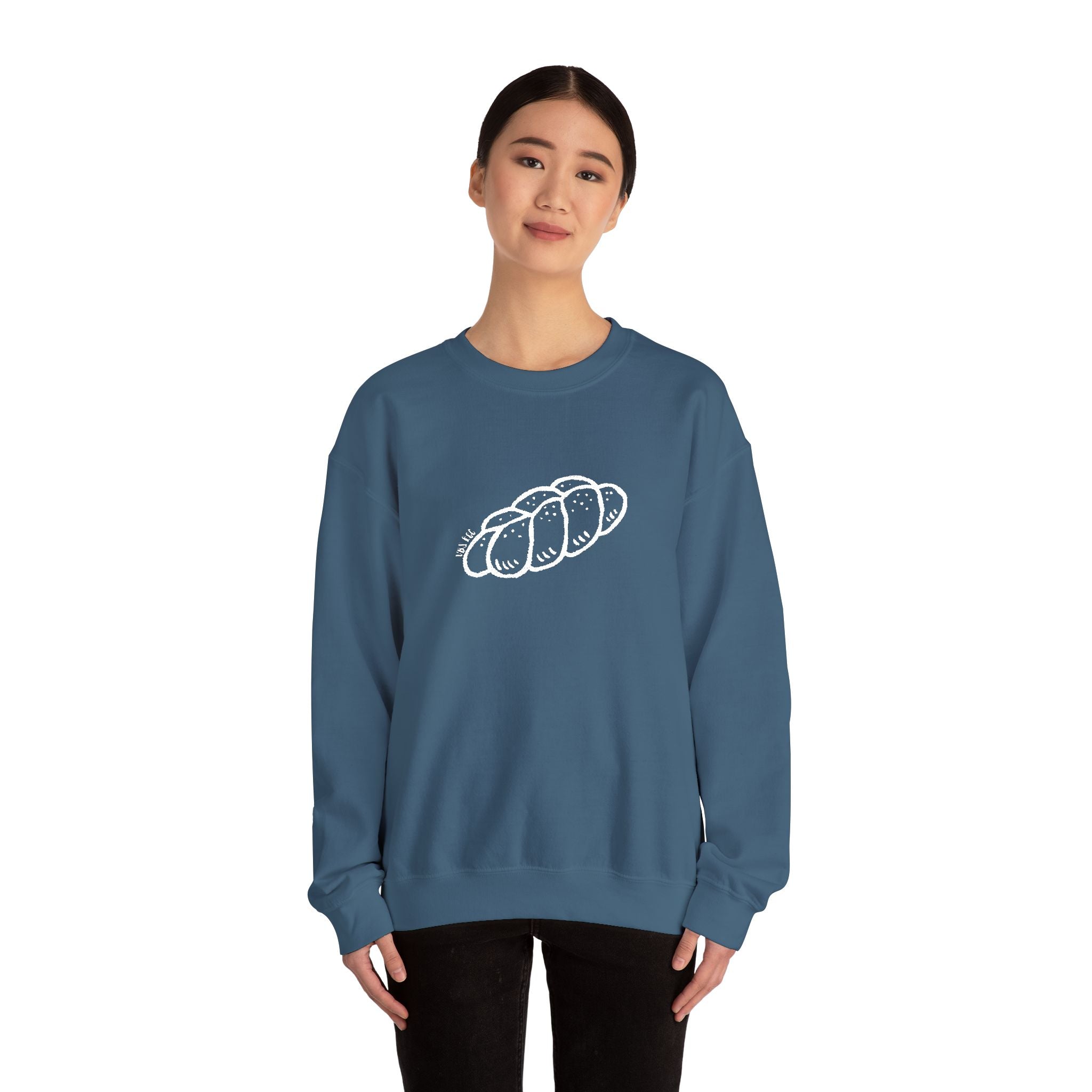 Embroidered "Challah" Adult Crewneck Sweatshirt