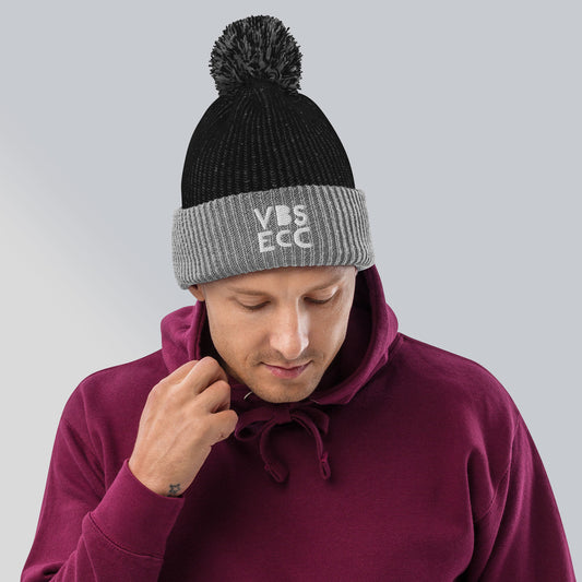 Embroidered Pom-Pom Beanie | White Logo